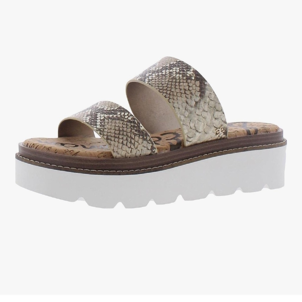 Sam Edelman‎ Raul Sandals Truffle Snake Print Slip-On Slides Brown Size 7.5 New